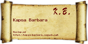 Kapsa Barbara névjegykártya